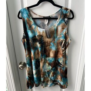 Sea & Anchor Womens Top Butterfly Print‎ Sleeveless Tunic Stretchy Size L NEW